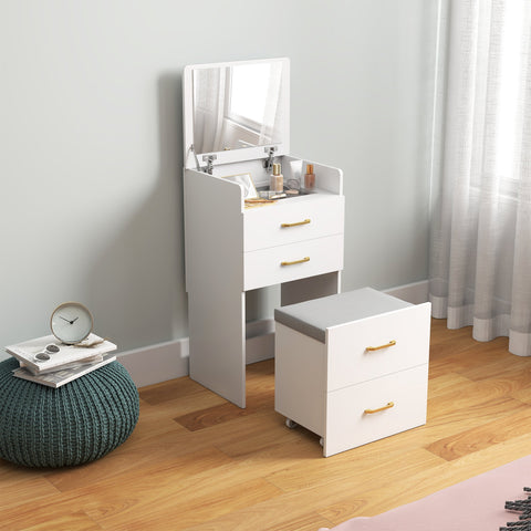 Rootz 3-in-1 Make-up Table Set - Vanity Table - Bedside Table - Ample Storage - 48cm x 40cm x 90cm