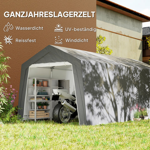 Rootz 3x6m Waterproof Garden Shed - Storage Tent - Outdoor Shelter - UV Resistant - Galvanized Metal Frame - 300x597x257cm
