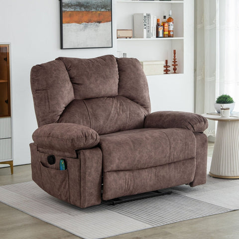 Rootz Extra Wide Massage Recliner - Relaxation Chair - Comfort Seating - 8-Point Massage & Heating - 115L x 68W x 105H cm