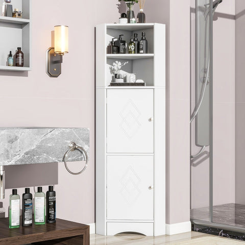 Rootz Corner Cabinet - Bathroom Storage - Moisture Resistant - Waterproof - 36.5cm x 36.5cm x 155cm - Elegant Design