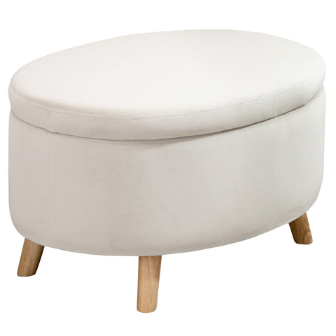 Rootz Oval Velvet Bench - Storage Stool - Footstool - Holds Up to 80 kg - 71 x 51.5 x 42 cm - Stylish Brown Design