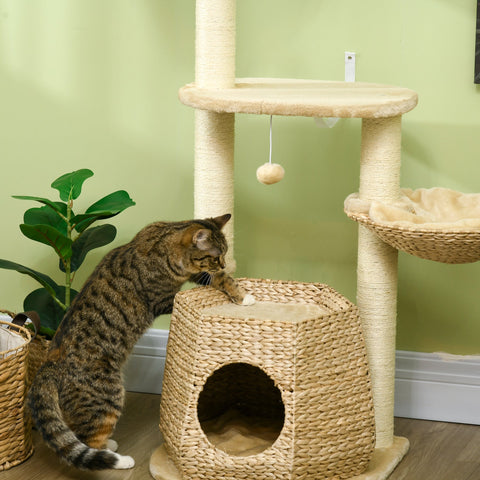 Rootz Cat Tree Climbing Tree - Scratching Board - Cat Play Tower - Reinforced Stability - 50cm x 50cm x 119cm