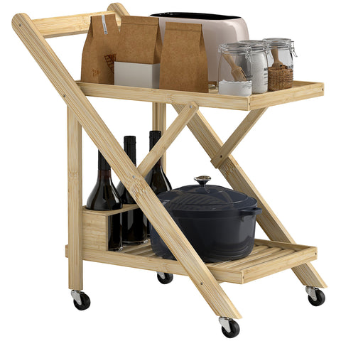 Rootz Kitchen Cart on Wheels - Serving Trolley - Rolling Bar Cart - Space-Saving Design - 66cm x 40cm x 70cm