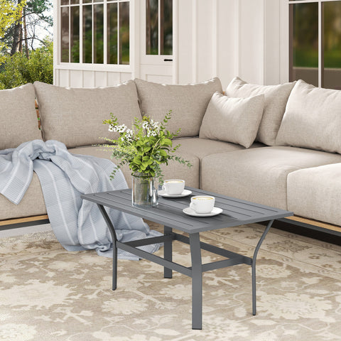 Rootz Side Table - Patio Coffee Table - Outdoor Garden Table - Weatherproof & Durable - 91.5 x 55 x 45 cm - Grey