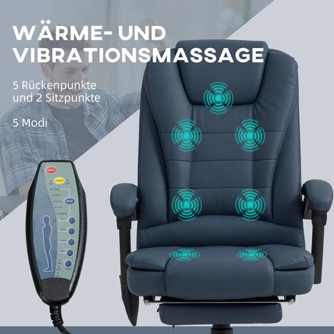 Rootz Massage Office Chair - Ergonomic Chair - Reclining Office Chair - 7 Vibration Points - 67L x 67W x 111-121H cm - Up to 120kg