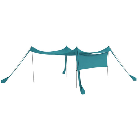 Rootz Awnings - Waterproof - Adjustable Lightweight - Foldable Awning - Steel Supports - Side Panel - Ground Spikes - Carry Bag - Polyester - Sky Blue - 300L x 300W x 200H cm