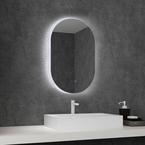 Rootz Oval LED Bathroom Wall Mirror - Vanity Mirror - Illuminated Mirror - Adjustable Brightness - 81 x 51 cm - Touch Sensitive Switch