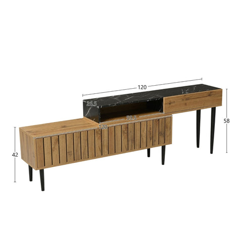 Rootz Premium TV Stand - Media Console - Entertainment Center - Durable & Space-Saving - 129.0L x 30.0W x 58.0H cm