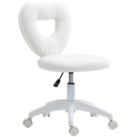 Rootz Desk Chair - Office Chair - Heart-Shaped Backrest - Cozy Teddy Fleece - 45cm x 56cm x 78-88cm