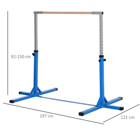 Rootz Gymnastics Bar - Horizontal Bar - Adjustable Height - Durable Steel - 197cm x 121cm x 92-150cm