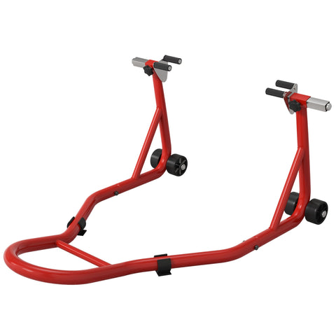 Rootz Motorcycle Front Wheel Rack - Universal Bike Stand - Red - Non-Slip & Durable Steel - 70cm x 47cm x 34.5cm - Optimize Maintenance