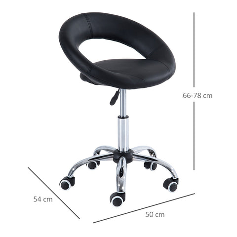 Rootz Rolling Stool - Swivel Stool - Adjustable Height Stool - Comfortable Padding - Durable Materials - 50cm x 54cm x 66-78cm