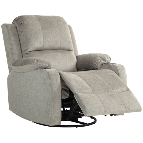 Rootz Relaxation Chair TV Armchair - Reclining Seat - Swivel Rocker - Leather-like Fabric - Cup Holder - Brown - 87cm x 162cm x 102cm