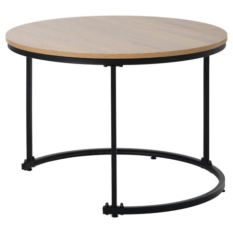 Rootz 2 Piece Set Coffee Tables - Round Tables - Stackable Tables - Space-Saving Design - 70.5cm x 50cm & 45.5cm x 44cm