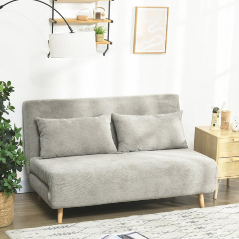 Rootz Sofa Bed - Daybed - Convertible Couch - Linen-Look Fabric - Beech Wood Legs - Gray - 141cm x 90cm x 81cm