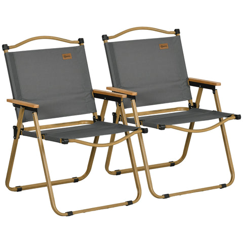 Rootz 2 Piece Set Camping Chairs - Foldable Beach Chairs - Steel Frame - Portable with Handle - 54x59x78cm, 130kg Load Capacity