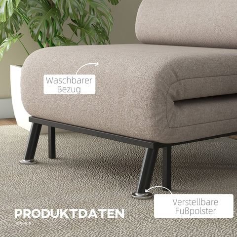 Rootz Folding Relaxation Chair - Armchair Bed - Sofa Bed - Adjustable Backrest - 75cm x 70cm x 75cm - Brown