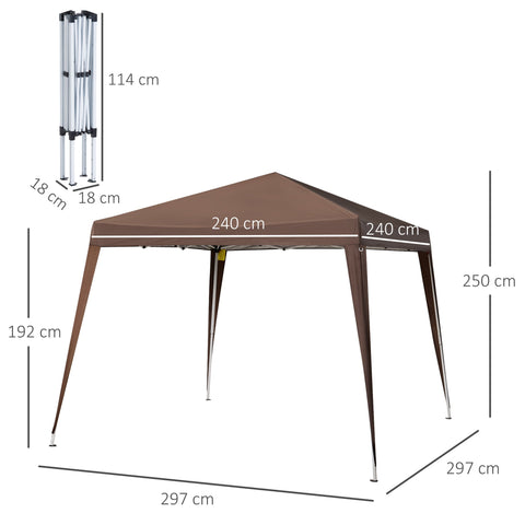 Rootz Gazebo Garden Gazebo - Pop-up Tent - Foldable Shelter - Easy Assembly - 2.4m x 2.4m x 2.5m - Waterproof Fabric