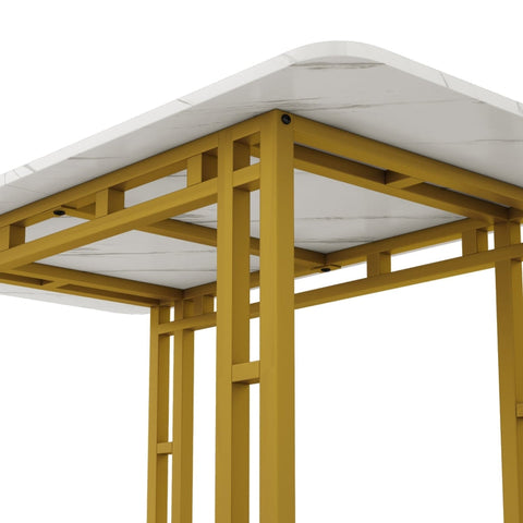 Rootz Dining Table - Light Luxury - Modern Table - Gold Metal Legs - Durable MDF - 120L x 70W x 74H cm
