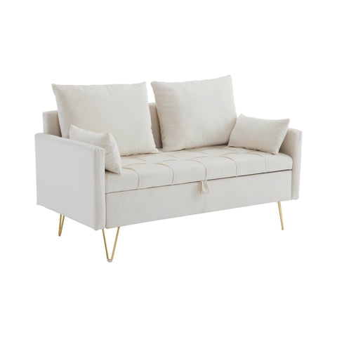 Rootz 2 Seater Velvet Sofa - Couch - Lounge Chair - Storage Space - 135cm x 71cm x 71cm - Soft Velvet Fabric