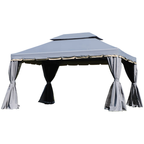 Rootz Garden Pavilion - Outdoor Shelter - Event Tent - Durable Aluminum - 4 x 3 m - Protects from Sun & Insects - Stylish Design