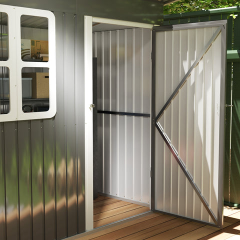 Rootz Garden Shed - Garden House - Outdoor Storage - Lockable Steel Structure - 221cm x 133cm x 190cm