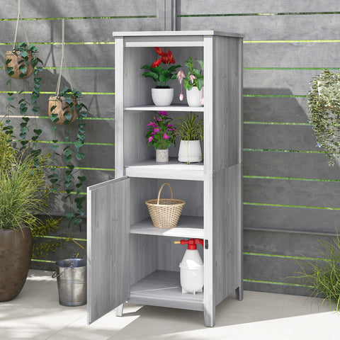 Rootz Garden Shed - Outdoor Storage Cabinet - Wooden Tool Shelter - Slim Design - Fir Wood - 60cm x 60cm x 160cm