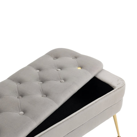 Rootz Velvet Pouf Bench - Ottoman - Velvet Storage Bench - Comfortable Seat - 104cm x 40cm x 51cm