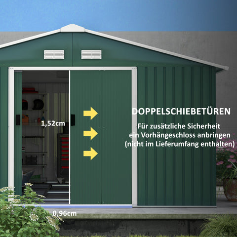 Rootz Weatherproof Garden Tool Shed - Storage Shed - Outdoor Shed - Excellent Ventilation - 340cm x 386cm x 200cm