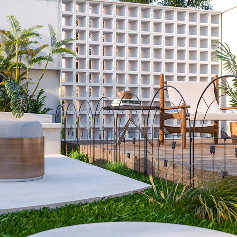 Rootz Garden Fence - Decorative Lattice - Steel Fence Set - Protects Flowers - 300cm x 70cm - Stylish Butterfly & Bird Design - Black