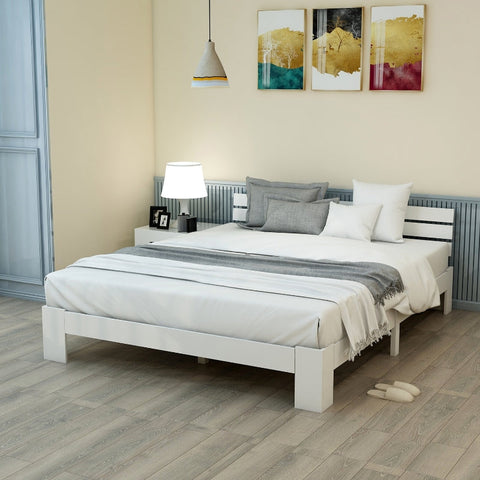 Rootz Double Bed Frame - Elegant Bed - Minimalist Design - Solid Pine Wood - 210cm x 144cm x 67.5cm