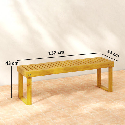 Rootz 2-Seater Garden Bench - Outdoor Pine Bench - Rustic Veranda Seat - Easy-to-Clean - 132cm x 34cm x 43cm