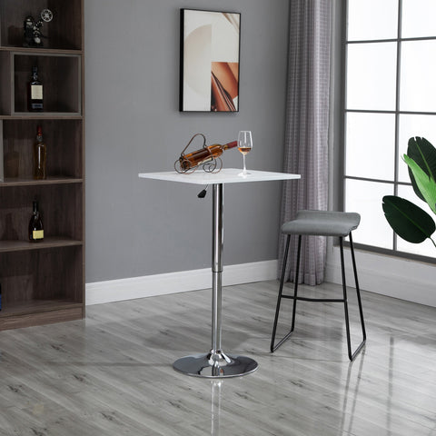 Rootz Height-Adjustable Bar Table - Pub Table - Counter Table - 360° Rotatable - Scratch-Resistant, Stable Base - 60x60x69-91cm - White
