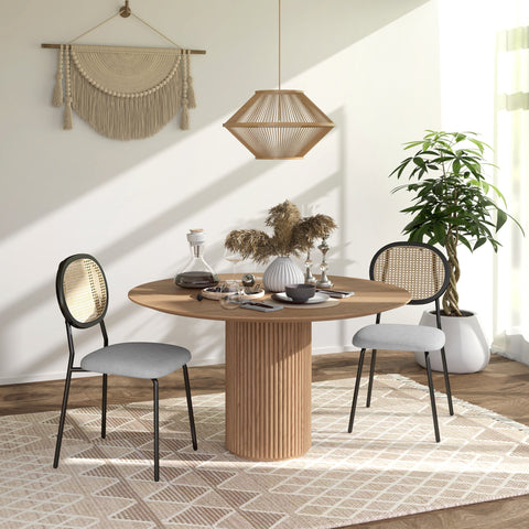 Rootz 2 Piece Set Dining Chairs - Kitchen Chairs - Rattan Chairs - Breathable Comfort - 44cm x 54cm x 87cm