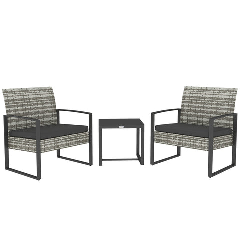 Rootz 3-Part Garden Lounge Set - Outdoor Furniture - Patio Seating - Comfortable with Cushions - 63cm x 57cm x 76cm Chair, 42.5cm x 40cm x 39cm Table