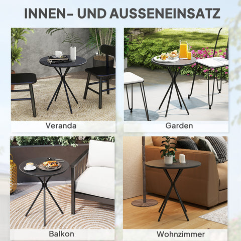 Rootz Garden Table - Outdoor Dining Table - Balcony Table - Weatherproof Steel - 60cm x 70cm - Black