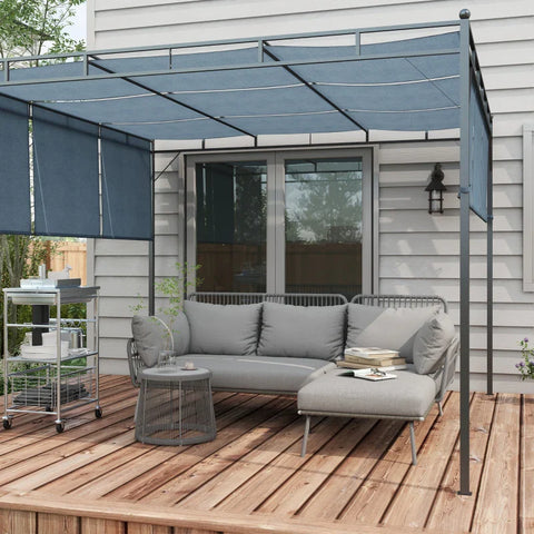 Rootz Outdoor Seating Group - Double Sofa - Garden Sofa - Boho Style - 1 Corner Sofa - 1 Side Table - Light Gray - 125cm x 77cm x 82cm