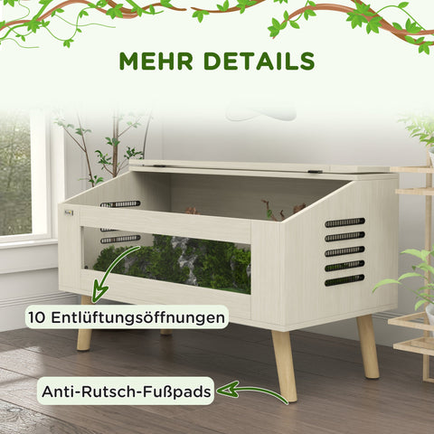 Rootz 140L Repilienbox - Lizard Terrarium - Reptile Enclosure - Heating Pillow Compatible - 100cm x 50cm x 60cm - Brown