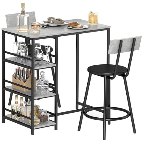 Rootz Baric Set with 2 Stools - Dining Set - Kitchen Furniture - Space-Saving Shelves - 90L x 50B x 90.5H cm