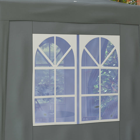 Rootz Garden Pavilion Folding Tent - Barnum - Pop-up - Easy Setup - 2m x 2m x 2.4m - 4 Removable Side Walls – Transport Bag Included - Grey