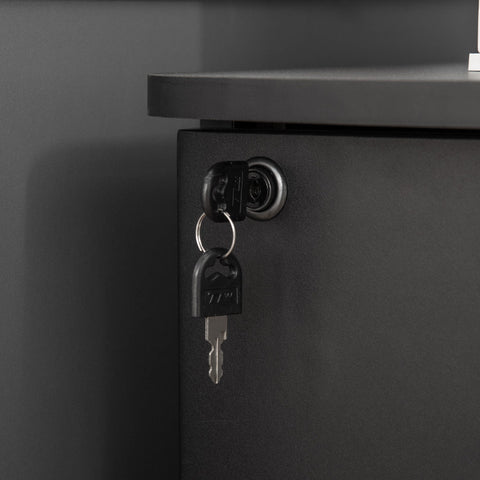 Rootz Office Container Storage on Wheels - Filing Cabinet - Office Furniture - Secure Lockable Drawers - 43L x 45W x 72H cm, Black