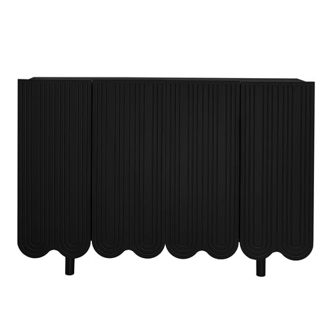 Rootz Sideboard with Teardrop Carving - Molded Doors - Buffer Hinge - Quiet Operation - 120x37.5x80.8 cm - Black