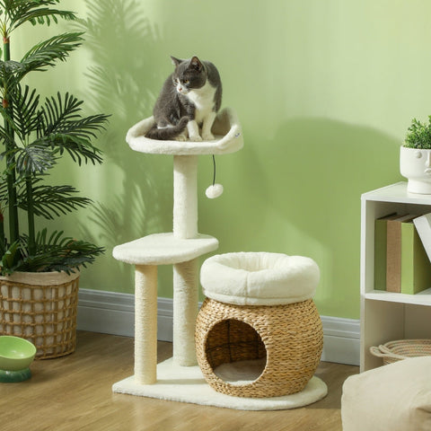 Rootz Cat Scratching Post - Cat Climbing Tree - Cat Activity Center - Protects Furniture - 60L x 40W x 79H cm