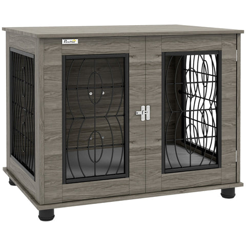 Rootz Dog Crate - Dog Box - Pet Kennel - Stylish - Secure - Comfortable - 80cm x 56cm x 63cm - Chipboard & Steel
