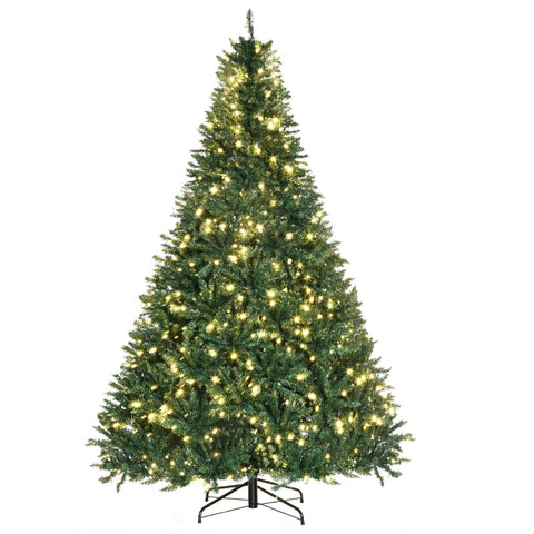 Rootz 7ft Artificial Christmas Tree with Lights - LED Illuminated Tree - Festive Atmosphere - 142cm x 210cm - 2154 Branches - Green