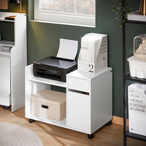 Rootz Filing Cabinet - Storage Unit - Organizer - Space-Saving - 72x40x54cm - Holds 46kg - PB Material - Smooth Rolling with Braked Wheels