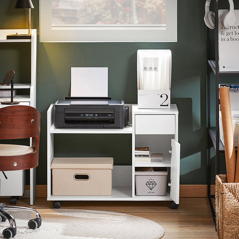 Rootz Filing Cabinet - Storage Unit - Organizer - Space-Saving - 72x40x54cm - Holds 46kg - PB Material - Smooth Rolling with Braked Wheels