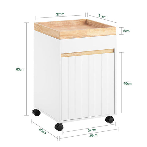 Rootz Mobile Storage Cabinet - Rolling Storage Unit - MDF Wood Cabinet - Extra Storage - 40cm x 63cm x 40cm