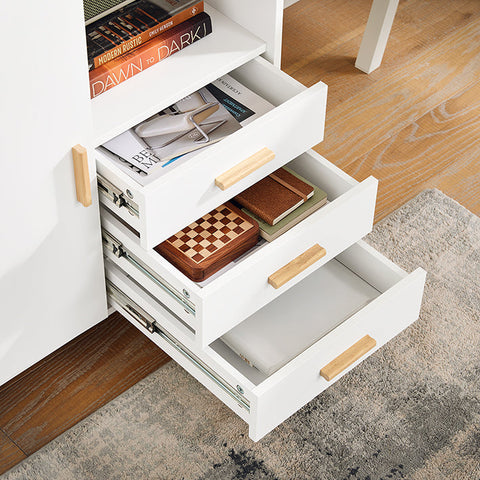 Rootz Office Storage Cabinet - Filing Cabinet - Wooden Organizer - White and Brown Look - 90x75x45cm - MDF & Rubber Wood