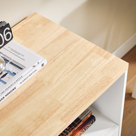 Rootz Office Storage Cabinet - Filing Cabinet - Wooden Organizer - White and Brown Look - 90x75x45cm - MDF & Rubber Wood